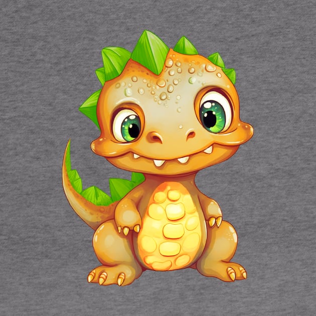 Cute Golden-green Baby Dinosaur by KOTOdesign